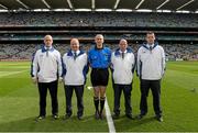 21 September 2014; Referee Fergal Kelly with his umpires, Paul Kelly, Phelim Kelly, Patrick Maguire, and Tomás O'Rourke. Electric Ireland GAA Football All Ireland Minor Championship Final, Kerry v Donegal. Croke Park, Dublin. Picture credit: Ray McManus / SPORTSFILE