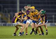 13 September 2014; Peter Duggan, Clare, in action against Eoin Conroy, left, and Shane O'Gorman, Wexford. Bord Gáis Energy GAA Hurling Under 21 All-Ireland 'A' Championship Final, Clare v Wexford. Semple Stadium, Thurles, Co. Tipperary. Picture credit: Ray McManus / SPORTSFILE