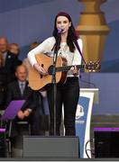25 September 2014; Singer Amy MacDonald performing during the opening ceremony. Previews of the 2014 Ryder Cup Matches. Gleneagles, Scotland. Picture credit: Matt Browne / SPORTSFILE
