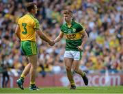 21 September 2014; Neil McGee, Donegal, shakes hands with James O'Donoghue, Kerry, before the game. GAA Football All Ireland Senior Championship Final, Kerry v Donegal. Croke Park, Dublin. Picture credit: Piaras Ó Mídheach / SPORTSFILE