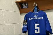 26 September 2014; The shirt of Kane Douglas, Leinster, hangs in the dressing room ahead of his club debut. Guinness PRO12, Round 4, Leinster v Cardiff Blues, RDS, Ballsbridge, Dublin. Picture credit: Ramsey Cardy / SPORTSFILE