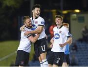 26 September 2014; Richie Towell, Dundalk, celebrates after scoring his side's first goal with team-mate Dane Massey, left, and Sean Gannon, right. SSE Airtricity League Premier Division, UCD v Dundalk, Belfield Bowl, UCD, Belfield, Dublin. Picture credit: Pat Murphy / SPORTSFILE