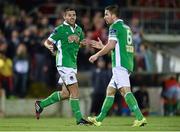 26 September 2014; Mark O'Sullivan, Cork City, celebrates with team-mate Gearoid Morrissey after scoring his side's first goal. SSE Airtricity League Premier Division, Cork City v Sligo Rovers. Turner's Cross, Cork. Picture credit: Diarmuid Greene / SPORTSFILE