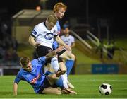26 September 2014; Daryl Horgan, Dundalk, in action against Colm Crowe and Conor Cannon, right, UCD. SSE Airtricity League Premier Division, UCD v Dundalk, Belfield Bowl, UCD, Belfield, Dublin. Picture credit: Pat Murphy / SPORTSFILE