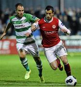 26 September 2014; Keith Fahey, St Patrick's Athletic, in action against Sean O'Connor, Shamrock Rovers. SSE Airtricity League Premier Division, St Patrick's Athletic v Shamrock Rovers, Richmond Park, Dublin. Picture credit: David Maher / SPORTSFILE