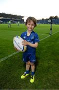 26 September 2014; Mascot Conor Foley Boland ahead of the Guinness PRO12 Round 4 clash between Leinster and Cardiff Blues at the RDS, Ballsbridge, Dublin. Picture credit: Stephen McCarthy / SPORTSFILE