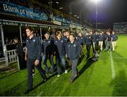 26 September 2014; Members of the Leinster Under-19 Team during a Lap of Honour at half-time in the Guinness PRO12 Round 4 clash between Leinster and Cardiff Blues at the RDS, Ballsbridge, Dublin. Picture credit: Stephen McCarthy / SPORTSFILE