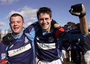 3 March 2007; St Pats' Owen Dolan and Shane Forde celebrate sfter the final whistle. Ulster Bank Trench Cup Final, St Patrick's, Drumcondra v Liverpool John Moores University, Queen's University, Belfast, Co. Antrim. Picture credit: John McIlwaine / SPORTSFILE