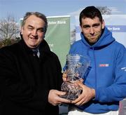 3 March 2007; St Pat's David Henry, right, receives the man of the match award from GAA President Nickey Brennan. Ulster Bank Trench Cup Final, St Patrick's, Drumcondra v Liverpool John Moores University, Queen's University, Belfast, Co. Antrim. Picture credit: John McIlwaine / SPORTSFILE