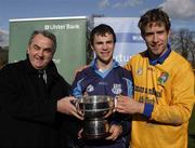 3 March 2007; St Pats Rory Stapleton and Brian Kavanagh, ,joint captains, receive the Trench cup from GAA president Nickey Brennan. Ulster Bank Trench Cup Final, St Patrick's, Drumcondra v Liverpool John Moores University, Queen's University, Belfast, Co. Antrim. Picture credit: John McIlwaine / SPORTSFILE