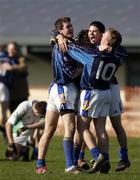 3 March 2007; St Pats' Shane Forde, Brian Downes and David O'Donnell celebrate after the final whistle. Ulster Bank Trench Cup Final, St Patrick's, Drumcondra v Liverpool John Moores University, Queen's University, Belfast, Co. Antrim. Picture credit: John McIlwaine / SPORTSFILE