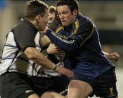 5 March 2004; Gary Browne of Leinster Lions in action against Nick Waine of Cardiff Blues during the Celtic League Division 1 match between Leinster Lions and Cardiff Blues at Donnybrook Stadium in Dublin. Photo by Pat Murphy/Sportsfile