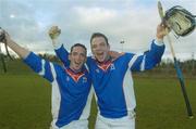 6 March 2004; Conor Phelan, right, and Brian Dowling of Waterford IT celebrate following the Fitzgibbon Cup Final between Waterford IT and University College Cork at Athlone IT in Athlone, Westmeath. Photo by Damien Eagers/Sportsfile