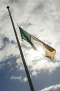 7 March 2004; The Irish Tricolour flies at half mast over Duggan Park in memory of Tyrone's Cormac McAnallen during the Allianz Football League Division 1B Round 4 match between Galway and Limerick at Duggan Park in Ballinasloe, Galway. Photo by Pat Murphy/Sportsfile