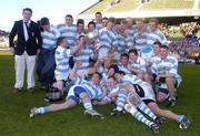 14 March 2004; Blackrock College players celebrate with the cup following the Leinster Rugby Schools Senior Cup Final match between Blackrock College and Clongowes Wood at Lansdowne Road in Dublin. Photo by Brian Lawless/Sportsfile