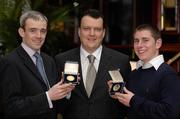 19 February 2007; Jockeys Ruby Walsh, left, and Phillip Enright receiving the Irish Independent Jury's Sportstar of the Week Award from Glenn Valentine, General Manager Jury's Hotel, Ballsbridge. Jurys Hotel, Ballsbridge, Dublin. Photo by Sportsfile *** Local Caption ***