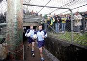 25 February 2007; Dublin's Bryan Cullen leads his team onto the field. Allianz National Football League, Division 1A, Round 3, Donegal v Dublin, Fr. Tierney Park, Ballyshannon, Co. Donegal. Picture Credit: Oliver McVeigh / SPORTSFILE