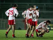 10 March 2007; Dejected Tyrone players Justin McMahon, Stephen O'Neill and Enda McGinley at the end of the game. Allianz National Football League, Division 1A Round 4, Tyrone v Donegal, Healy Park, Omagh, Co. Tyrone. Picture credit: Oliver McVeigh / SPORTSFILE