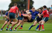 27 September 2014; Tim Carroll, Leinster, is tackled by Glen Dickinson, Munster. Under 18 Schools Interprovincial, Munster v Leinster. CBC, Cork. Picture credit: Diarmuid Greene / SPORTSFILE