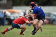 27 September 2014; Peter Howard, Leinster, is tackled by Shane Bushe, Munster. Under 18 Club Interprovincial, Munster v Leinster. Waterpark RFC, Waterford. Picture credit: Ramsey Cardy / SPORTSFILE