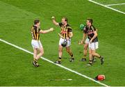 27 September 2014; Kilkenny players, left to right, Paul Murphy, JJ Delaney, Eoin Murphy, and David Herity, celebrate after the game. GAA Hurling All Ireland Senior Championship Final Replay, Kilkenny v Tipperary. Croke Park, Dublin. Picture credit: Dáire Brennan / SPORTSFILE