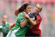 28 September 2014; Joanne Doonan, Fermanagh, in action against Sinead Fegan, Down. TG4 All-Ireland Ladies Football Intermediate Championship Final, Down v Fermanagh. Croke Park, Dublin. Picture credit: Ramsey Cardy / SPORTSFILE