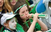 28 September 2014; Fermanagh supporters blow their bugle during the game. TG4 All-Ireland Ladies Football Intermediate Championship Final, Down v Fermanagh. Croke Park, Dublin. Picture credit: Brendan Moran / SPORTSFILE