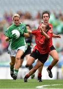 28 September 2014; Marcella Monohan, Fermanagh, in action against Sinead Fegan, Down. TG4 All-Ireland Ladies Football Intermediate Championship Final, Down v Fermanagh. Croke Park, Dublin. Picture credit: Ramsey Cardy / SPORTSFILE