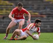 28 September 2014; Donal Newcombe, Castlebar Mitchels, in action against Shane Nally, Garrymore. Mayo County Senior Football Championship, Semi-Final, Castlebar Mitchels v Garrymore, Elverys MacHale Park, Castlebar, Co. Mayo. Picture credit: David Maher / SPORTSFILE