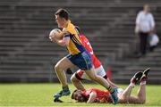 28 September 2014; Darren McHale, Knockmore, in action against Myles Kelly, Ballintubber. Mayo County Senior Football Championship, Semi-Final, Ballintubber v Knockmore, Elverys MacHale Park, Castlebar, Co. Mayo. Picture credit: David Maher / SPORTSFILE