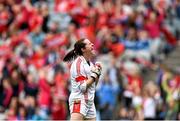 28 September 2014; Cork's Martina O'Brien reacts after her side scored an equalising point late in the game. TG4 All-Ireland Ladies Football Senior Championship Final, Cork v Dublin. Croke Park, Dublin. Picture credit: Ramsey Cardy / SPORTSFILE