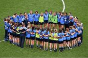 28 September 2014; Dublin manager Gregory McGonigle speaks to his players after the game. TG4 All-Ireland Ladies Football Senior Championship Final, Cork v Dublin. Croke Park, Dublin. Picture credit: Ray McManus / SPORTSFILE