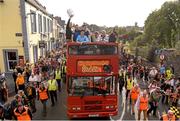 27 September 2014; Kilkenny captain Lester Ryan lifts the Liam MacCarthy Cup as the team bus makes its way to Nowlan Park during the homecoming celebrations. All Ireland Hurling Champions return to Kilkenny. Kilkenny Picture credit: Pat Murphy / SPORTSFILE