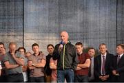 27 September 2014; Kilkenny manager Brian Cody speaks to supporters during the homecoming celebrations. All Ireland Hurling Champions return to Kilkenny. Kilkenny Picture credit: Pat Murphy / SPORTSFILE