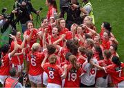 28 September 2014; Members of the Cork squad celebrate after the presentation. TG4 All-Ireland Ladies Football Senior Championship Final, Cork v Dublin. Croke Park, Dublin. Picture credit: Ray McManus / SPORTSFILE