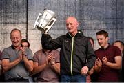 27 September 2014; Kilkenny manager Brian Cody lifts  the Liam MacCarthy Cup. All Ireland Hurling Champions return to Kilkenny. Kilkenny Picture credit: Pat Murphy / SPORTSFILE