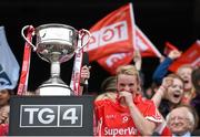 28 September 2014; Cork captain Briege Corkery reacts during her speech after the game. TG4 All-Ireland Ladies Football Senior Championship Final, Cork v Dublin. Croke Park, Dublin. Picture credit: Brendan Moran / SPORTSFILE