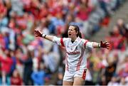 28 September 2014; Cork's Martina O'Brien reacts after her side scores an equalising point late in the game. TG4 All-Ireland Ladies Football Senior Championship Final, Cork v Dublin. Croke Park, Dublin. Picture credit: Ramsey Cardy / SPORTSFILE