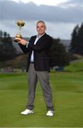 28 September 2014; European team captain Paul McGinley celebrates with the Ryder Cup. The 2014 Ryder Cup, Final Day. Gleneagles, Scotland. Picture credit: Matt Browne / SPORTSFILE