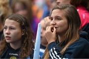 28 September 2014; A Dublin supporter looks on during the final moments of the game. TG4 All-Ireland Ladies Football Finals Day. Croke Park, Dublin. Picture credit: Ramsey Cardy / SPORTSFILE