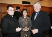 3 March 2007; Fr Gary Toman, Briege and Brian Courtney during the Captains Table Dinner at the close of the 2007 Sigerson Cup. Queen's University, Belfast, Co. Antrim. Picture credit: Russell Pritchard / SPORTSFILE