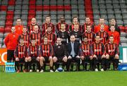 15 March 2007; The Bohemians F.C squad, front row left to right, Chris Kingsberry, Conor Powell, Kevin Hunt, Sean Connor, manager, Gerry Cuffe, Club President, Harpal Singh, Neale Fenn, Stephen Rice, 2nd row left to right, Javier deCastro, Physio, John Paul Kelly, Thomas Heary, Dessie Byrne, Brian Murphy, Lee Boyle, Mark Rossiter, Owen Heary, Colin O'Connor, Equipment manager, back row left to right, Gary Matthews, Goalkeeping coach, Glen Crowe, Jason McGuinness, Darren Mansaram, Dean Pooley, Liam Burns, John Daffy, Fitness Coach, and Alan Caffrey, Coach, at a photocall in Dalymount Park, Dublin. Picture Credit: Brian Lawless / SPORTSFILE