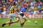 27 September 2014; Conal Hession, Aghmore NS, Ballyhaunis, Mayo, representing Tipperary, in action against Cathal Murray, Burrin Rangers Hurling club, Carlow, representing Kilkenny, during the INTO/RESPECT Exhibition GoGames. Croke Park, Dublin. Picture credit: Piaras O Midheach / SPORTSFILE