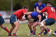 27 September 2014; Darragh Sweeney, Leinster, evades the tackle of David Gleeson, Munster. Under 18 Club Interprovincial, Munster v Leinster. Waterpark RFC, Waterford. Picture credit: Ramsey Cardy / SPORTSFILE