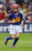 27 September 2014; Aimee Collins, Scoil Maelruain Senior, Old Bawn, Dublin, representing Tipperary, during the INTO/RESPECT Exhibition GoGames. Croke Park, Dublin. Picture credit: David Maher / SPORTSFILE