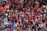 28 September 2014; Cork supporters at the TG4 All-Ireland Ladies Football Finals Day. Croke Park, Dublin. Picture credit: Ramsey Cardy / SPORTSFILE