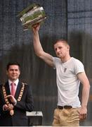 27 September 2014; Kilkenny's John Power lifts the Liam MacCarthy Cup. All Ireland Hurling Champions return to Kilkenny. Kilkenny Picture credit: Pat Murphy / SPORTSFILE