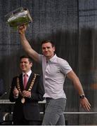 27 September 2014; Kilkenny's Kieran Joyce lifts the Liam MacCarthy Cup. All Ireland Hurling Champions return to Kilkenny. Kilkenny Picture credit: Pat Murphy / SPORTSFILE