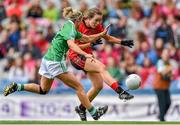 28 September 2014; Sinead McNamee, Down, in action against Shannan McQuade, Fermanagh. TG4 All-Ireland Ladies Football Intermediate Championship Final, Down v Fermanagh. Croke Park, Dublin. Picture credit: Ramsey Cardy / SPORTSFILE