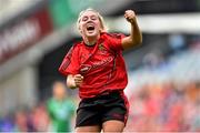28 September 2014; Down's Lauren Cunningham celebrates at the final whistle. TG4 All-Ireland Ladies Football Intermediate Championship Final, Down v Fermanagh. Croke Park, Dublin. Picture credit: Ramsey Cardy / SPORTSFILE